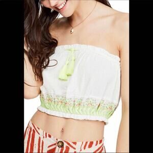 Free People Crop Top Summer Boho Embroidered Festival No More Tiers Size XS NEW